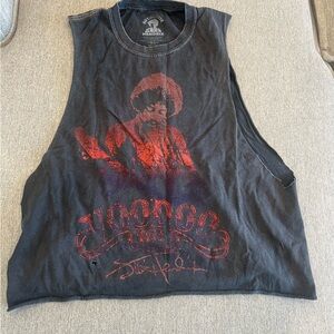 Red and Black Muscle Tee with Bold Graphic